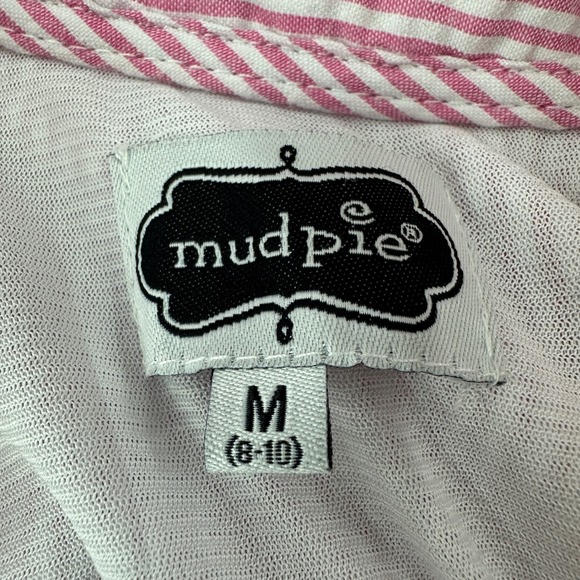 Mud Pie Pink White Stripe Seersucker Ruffle Collar Sleeveless Dress Womens M - Picture 3 of 10